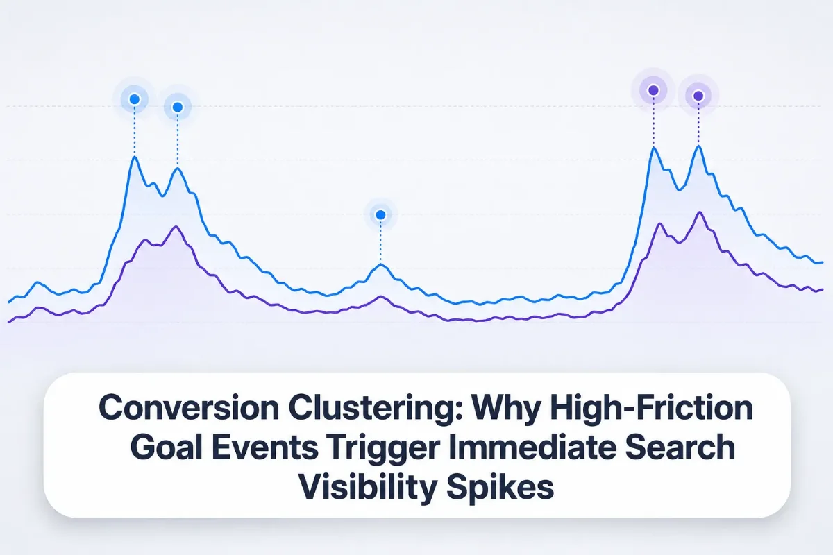 Conversion clustering: high-friction goal events and search visibility spikes