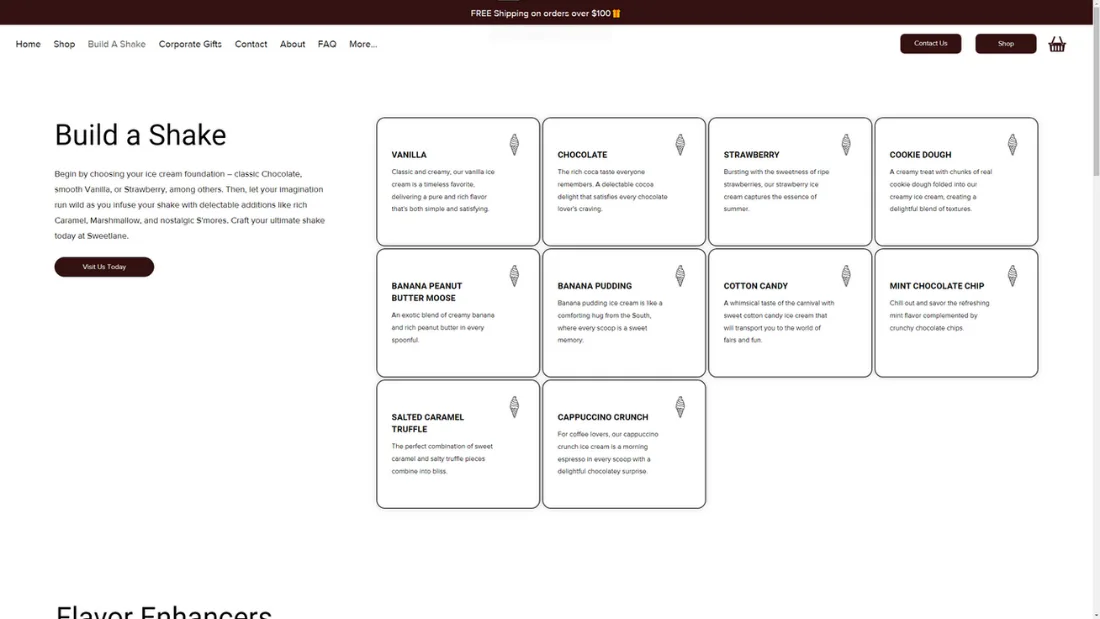 Sweetlane website screen