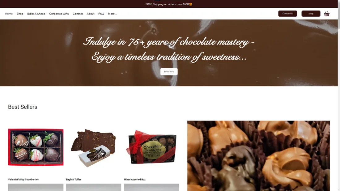 Sweetlane website screen