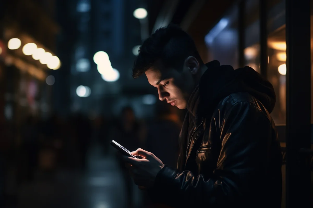 A man looking at his phone